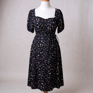 Sanctuary Milkmaid Cottage Midi Dress Sz 2 Floral Puff Sleeve Peasant Sundress‎
